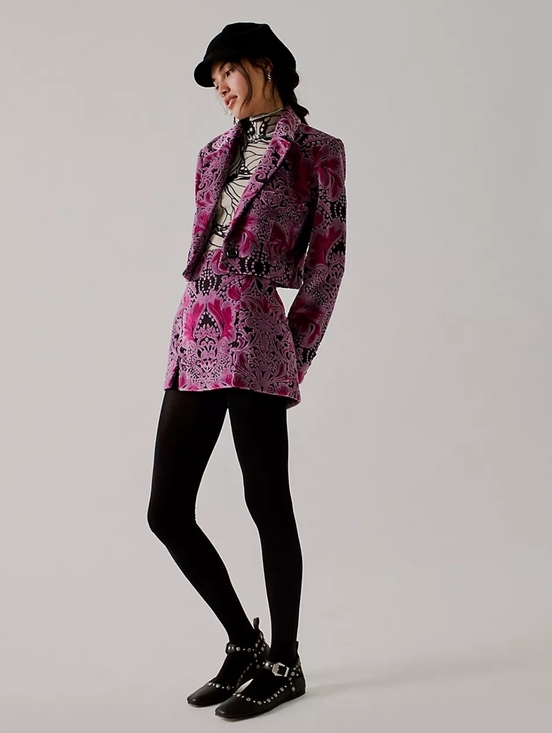 Anna Sui Jackets & Blazers - Free People × Anna Sui Purple Floral Lined Jacket & Skirt Set Womens XS